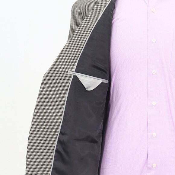 Bill Blass 44R Beige Blazer Sport Coat Jacket 2-Button Houndstooth T480 - Picture 9 of 11